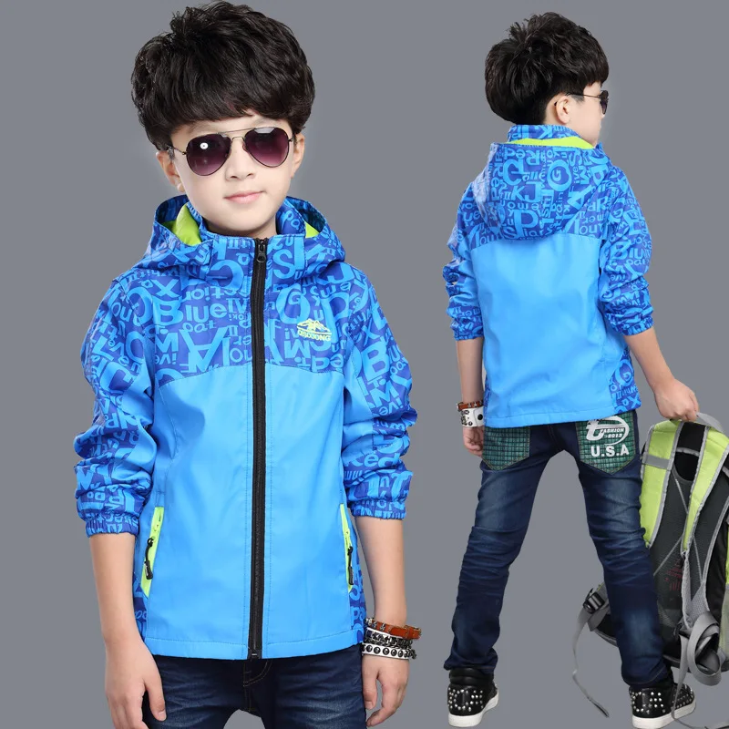 

2018 Spring And Autumn New Style Childrenswear BOY'S Korean-style Long-sleeved Upper Garment Lettered Raincoat Jacket Middle And
