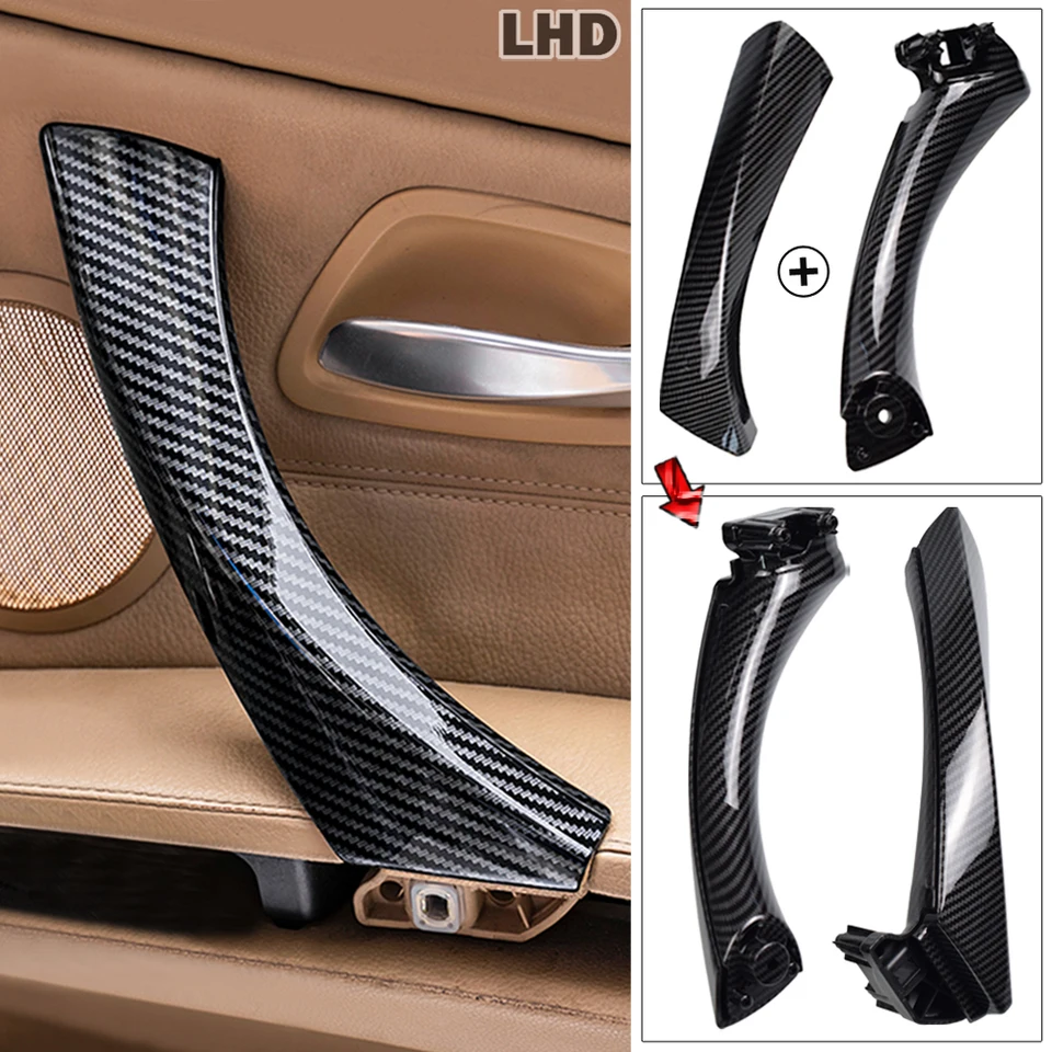 2pcs Car Styling Carbon Texture Door Armrest Handle Pull Cover Trim For Bmw 3 Series E90 E91 E92 - View #4