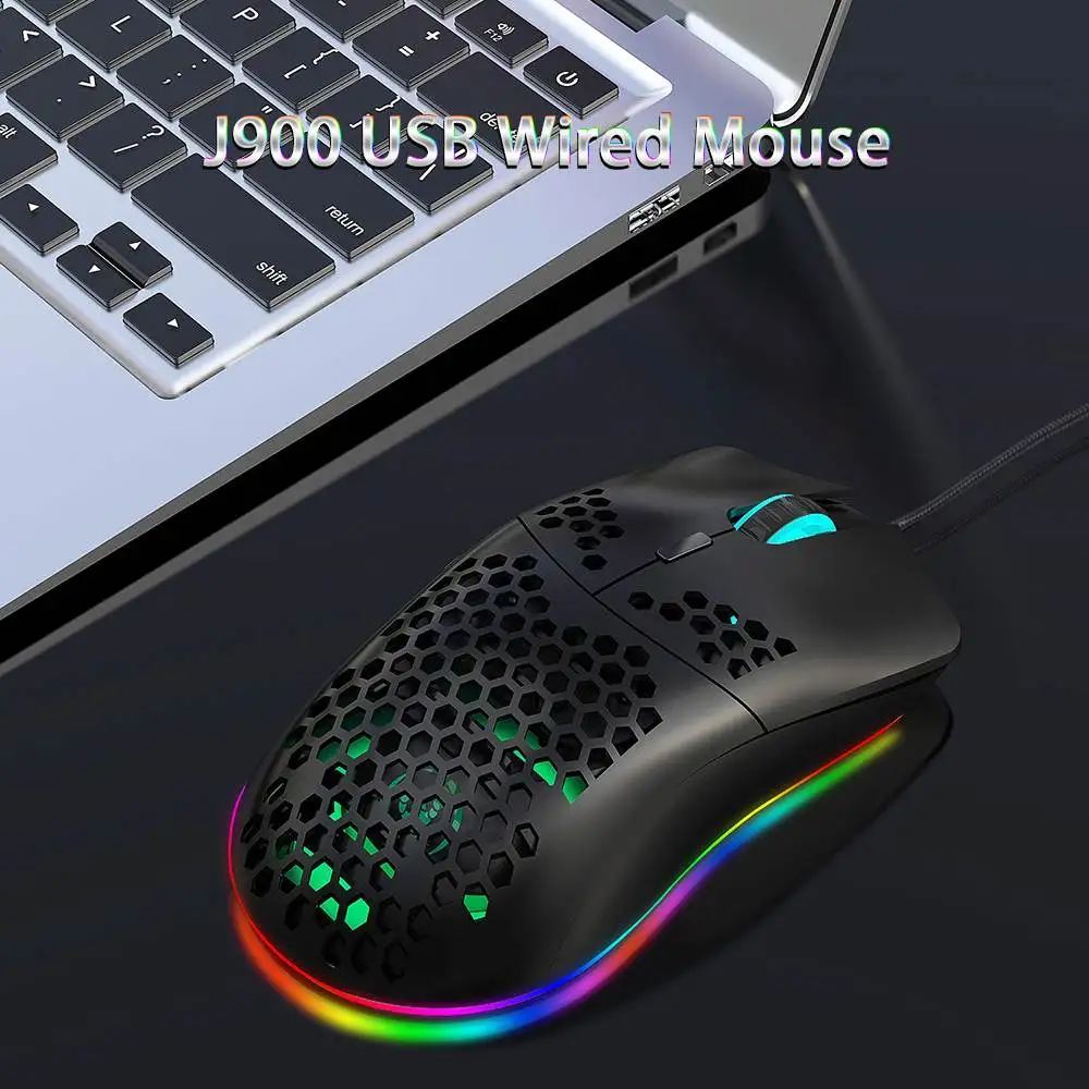 Проводная мышь HXSJ J900 с USB 7 режимов подсветки RGB игровая 6 регулируемыми DPI для