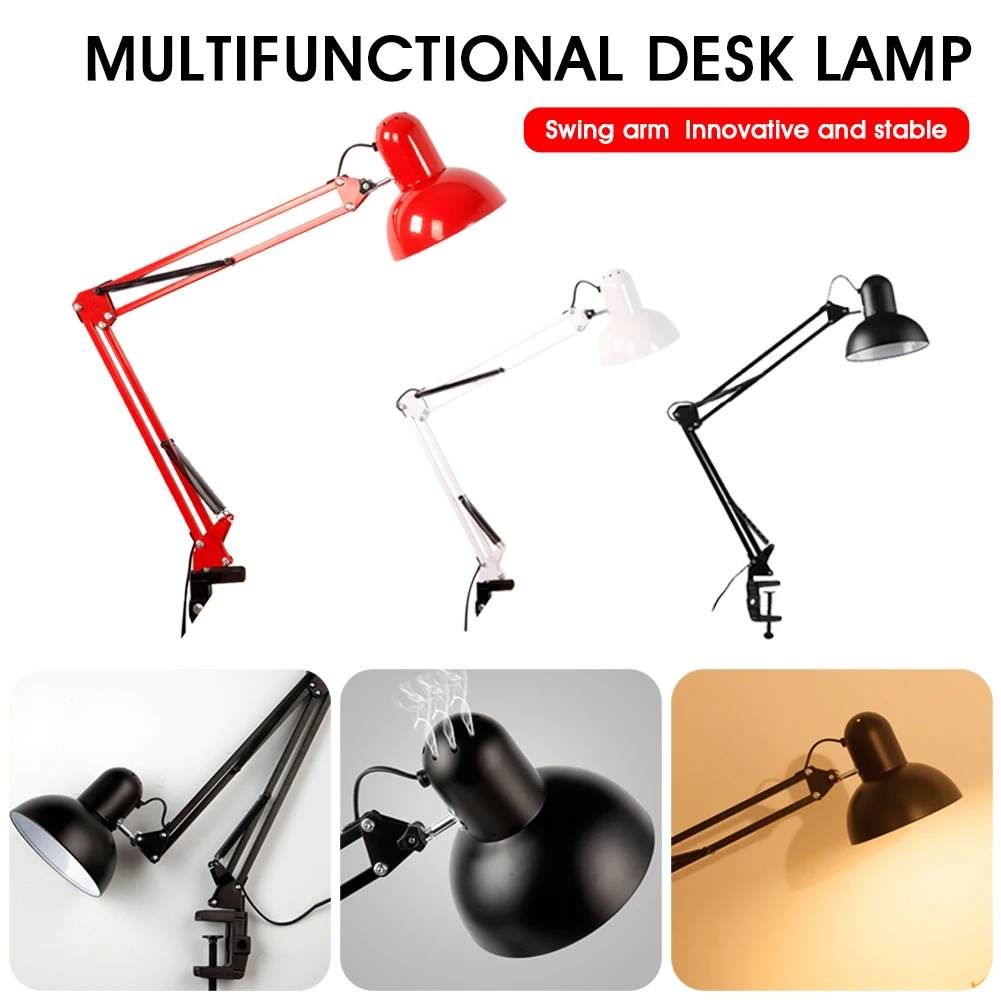 E27 Led Bulb Lamps Flexible Table Lamp Swing Arm Clamp Mount Office Studio Home Desk Light US Plug AC 85-265V | Освещение