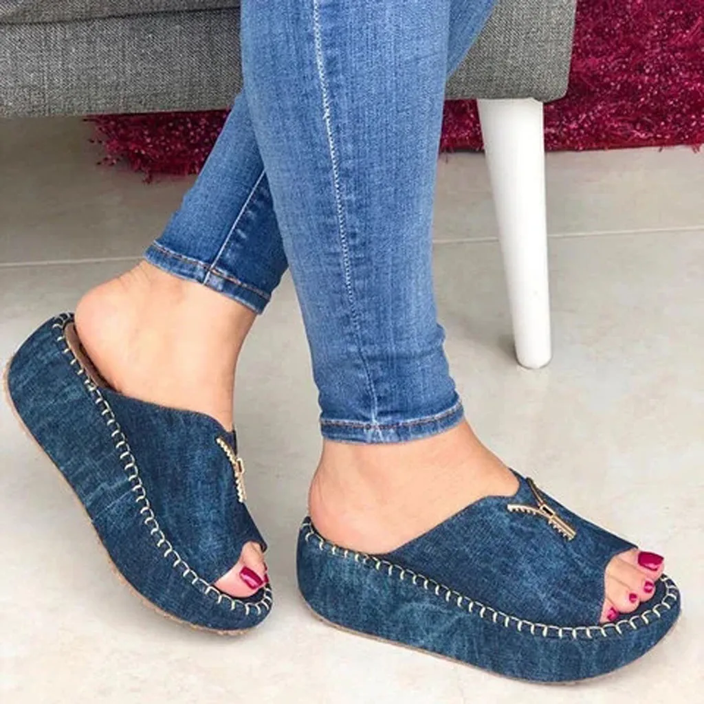 women's denim flats