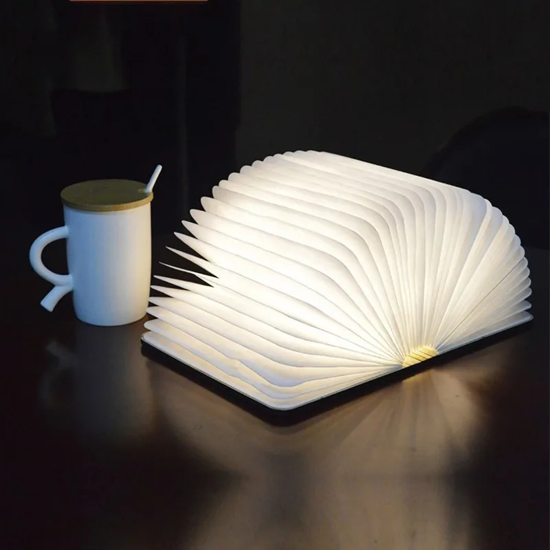 

Creative Foldable LED Wooden Book Shape Night Light 5W USB Chargeable Magnetic Reading Table Lamp Wedding Valentine's Day Gift