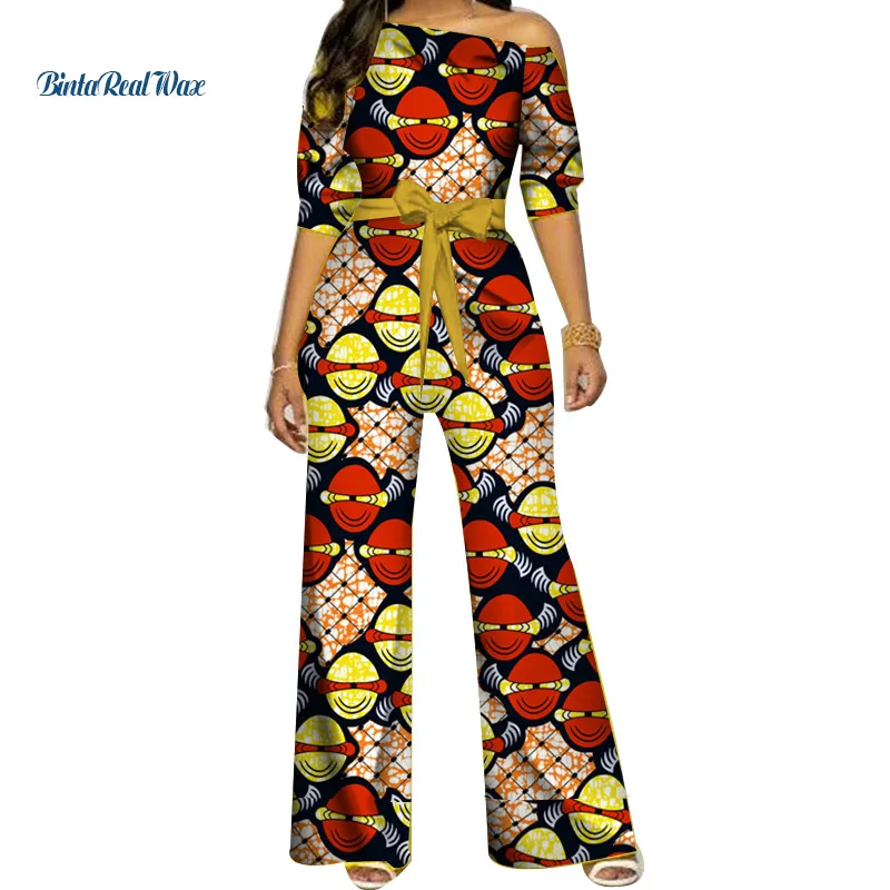 Африканская одежда Дашики Анкара принт комбинезон женский африканская одежда Базен Riche хлопок комбинезон с поясом WY3925 - Цвет: 3