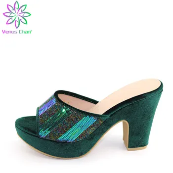 

2020 Green Color Special Women Shoes Without Bag Set Decorated with Rhinestone Nigerian Shoes for Women