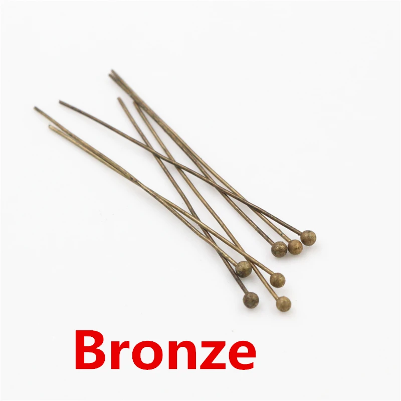 Silver Metal Ball Head Pins for DIY Jewelry Making - 200 Pieces, Various Sizes