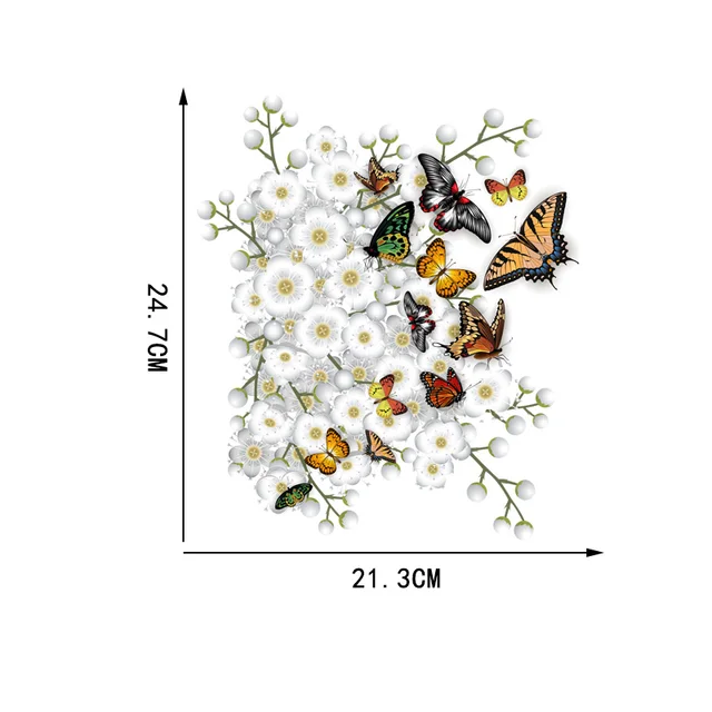 Zttzdy 21,3Cm × 24,7 Cm Virág Ág Pillangó Fali Matricák Falfestmény Wc Dekoráció Otthoni Kiegészítők T2-1008 - Image 5