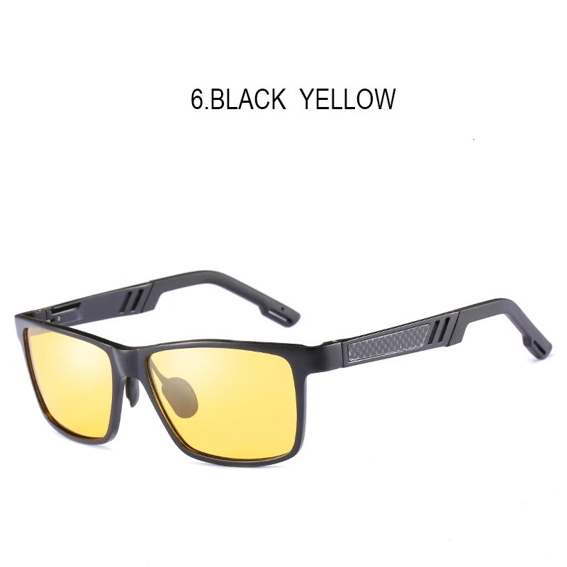 Акула парус горячий луч анти мужские Солнцезащитные очки женские солнцезащитные мужские вождения UV400 антибликовые фотохромные зеркальные поляризованные квадратные очки - Цвет линз: 6.BLACK  YELLOW