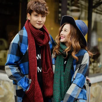 

Autumn and winter Korean version of lovers mixed color wool scarf men and women keep warm pocket knitted scarf in winte