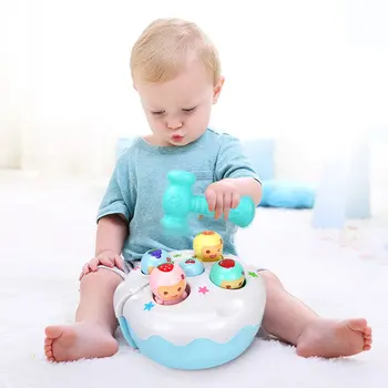 

Handheld Whack-a-mole Game Machine Electric Hamster Baby Toy Sound Light Fruit Cake Knocking Hamster Music Game Educational Toy