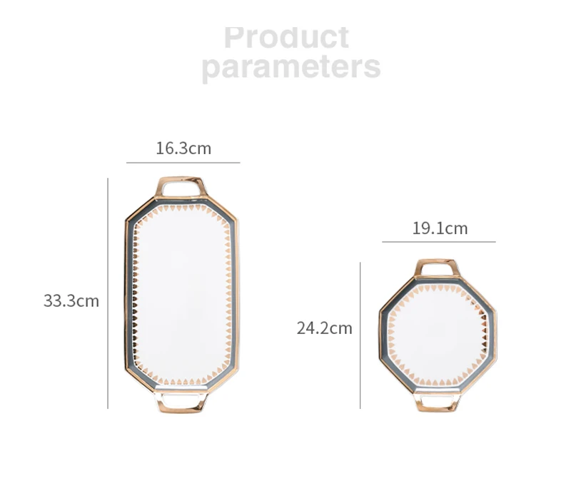 Керамическая тарелка с золотым краем в скандинавском стиле, подглазурное блюдо, двойное ухо, ювелирный поднос для еды, фруктов, десерта, салата, суши, тарелка, посуда