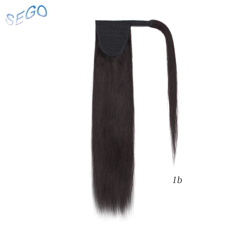# 1B SEGO 1"-22" 80 г-95 г натуральные человеческие волосы для наращивания, не Реми, бразильские волосы на заколках, обмотка вокруг хвоста пони для женщин - Цвет: # 1B