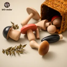 Let's Make – jouet en bois pour enfants, 11 pièces, ensemble de champignons, blocs de construction Montessori, jouet de décoration irrégulière, accessoires, cadeau pour enfants