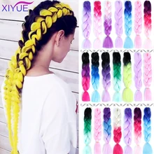 Розовый, фиолетовый, голубой цвет, синтетические огромные вязанные крючком косички, Омбре, косички для наращивания, повязки на голову, аксессуары для волос, 64 цвета, 24 дюйма
