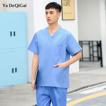 

2019 new Medical Work Wear Solid surgical Uniforms Short Sleeve Summer Nurse medical Uniform Spa uniform women scrubs lab coats