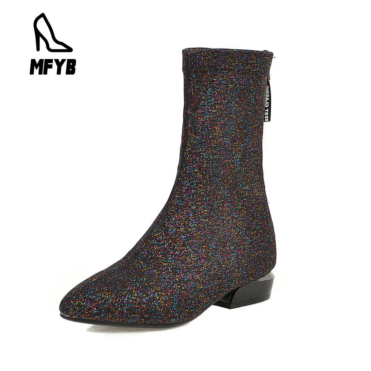 

MFYB Women's boots 2019 autumn and winter new style low-heeled square with women's shoes 40-43 large size and calf women's boots