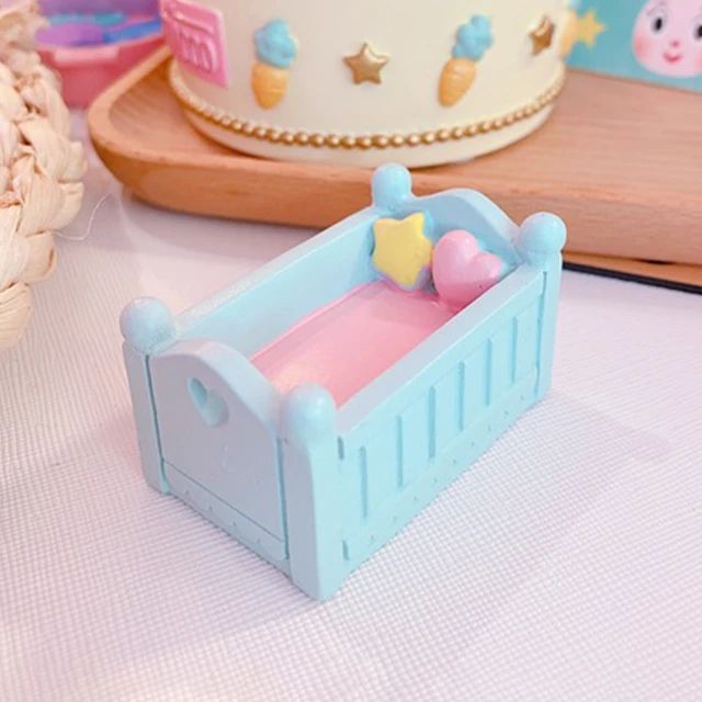 Dollhouse Mini Furniture Birthday Cake Topper Baby Care Theme Statues 2