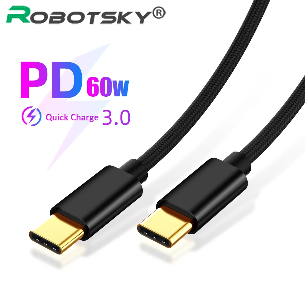 

3A PD Cable USB C to USB C Type C Cable Male to male PD Fast Charging Data Charger Cable for MacBook Pro iPad Pro Samsung Google