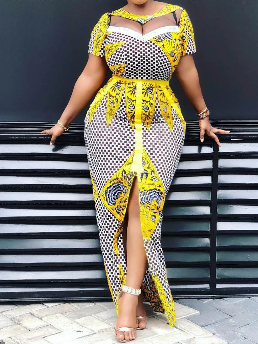 yellow floral prom dress