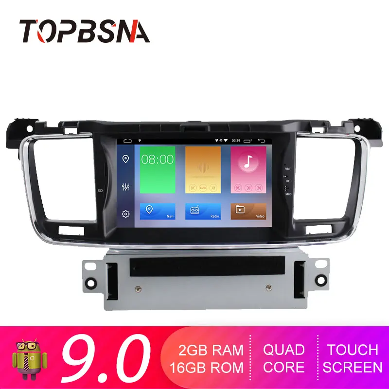 

TOPBSNA Android 9.0 Car DVD Player For PEUGEOT 508 2011-2015 GPS navigation multimedia tape recorder 1 din Car radio Stereo WIFI