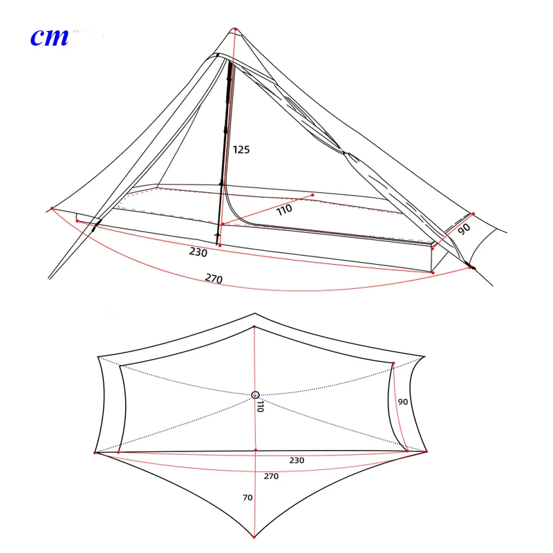 LANSHAN 1 Pro 230*90*125 см, 2 шт/комплект сбоку 20d silnylon светильник вес-палатка для кемпинга