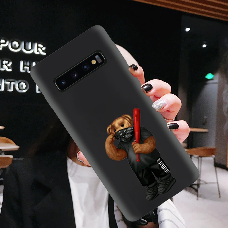 Роскошный итальянский чехол для samsung Galaxy S10 S9 S8 S7 S6 Plus Lite edge черный силиконовый чехол для телефона мягкий чехол GG аниме медведь