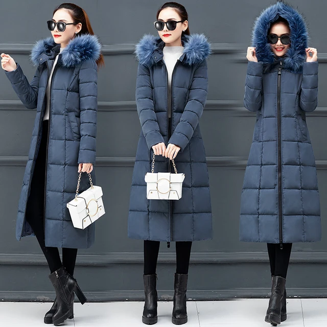 Winter Hooded Women'S Cotton Down Coat Women Long Slim Fit Cotton