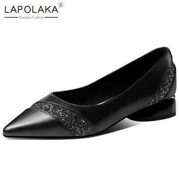 

Lapolaka New Arrivals Genuine Cow Leather Strange Style Shallow Shoes Woman Pumps Slip On Pointed Toe Casual Pumps Women