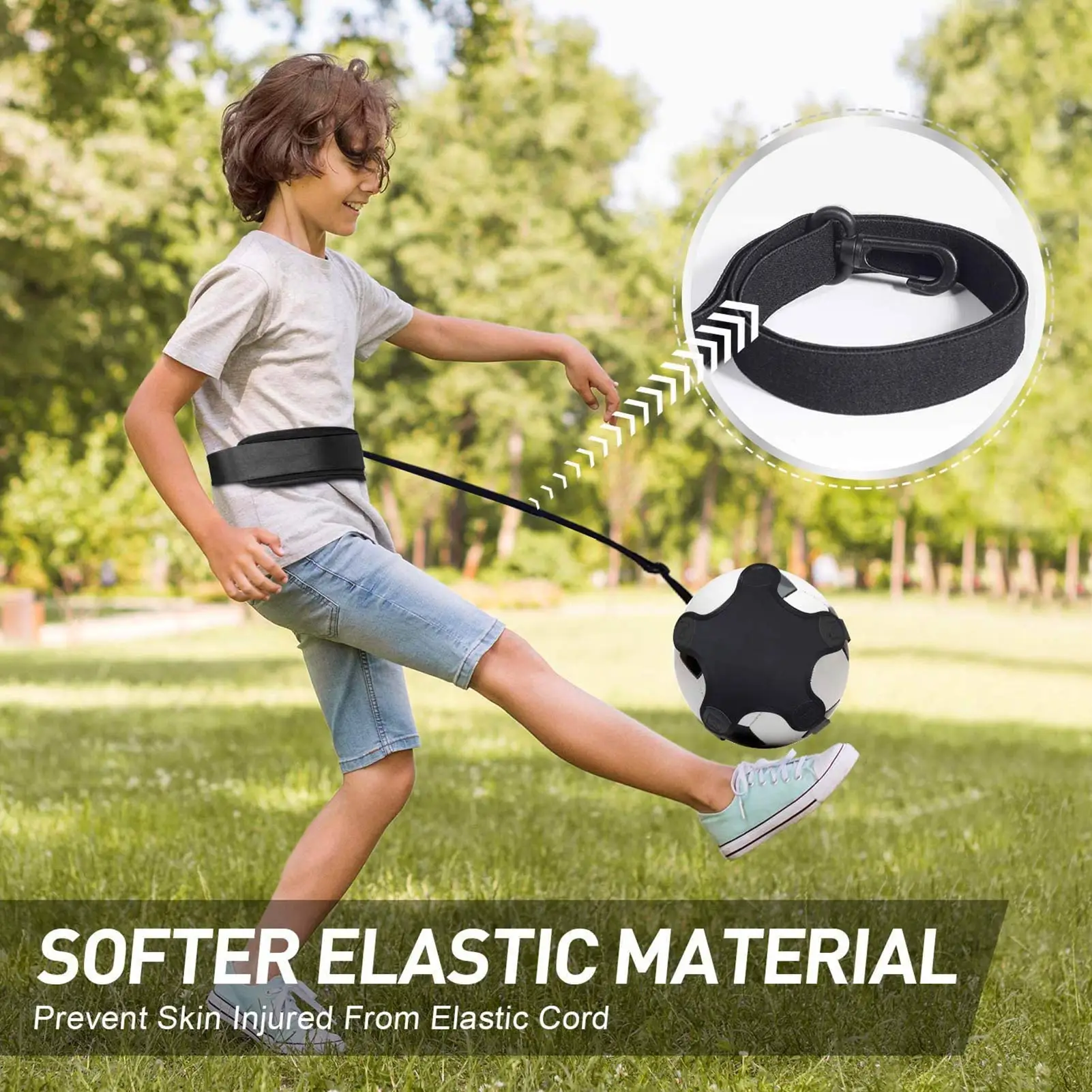 Soccer Trainer Football Kick Throw Solo Practice Training Aid Control Skills Attrezzatura Regolabile Borse Da Calcio Allenatore Di Calcio