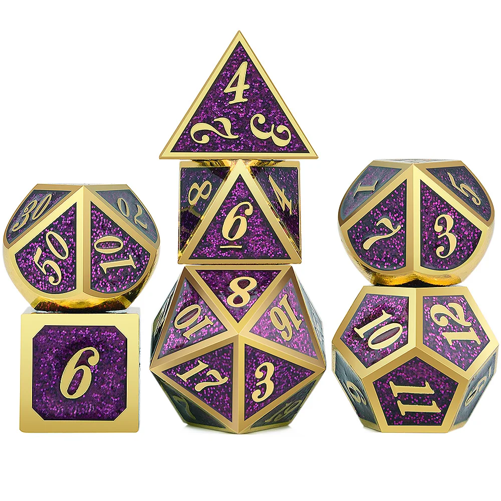 Металлические игральные кости DnD для ролевой игры MTG курсивный шрифт включает