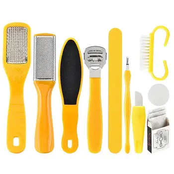 

10 in 1 Foot Scrubber Professional Pedicure Tools Kit Rasp Foot File Callu Remover Set Feet Exfoliating Scrubber Cleaner