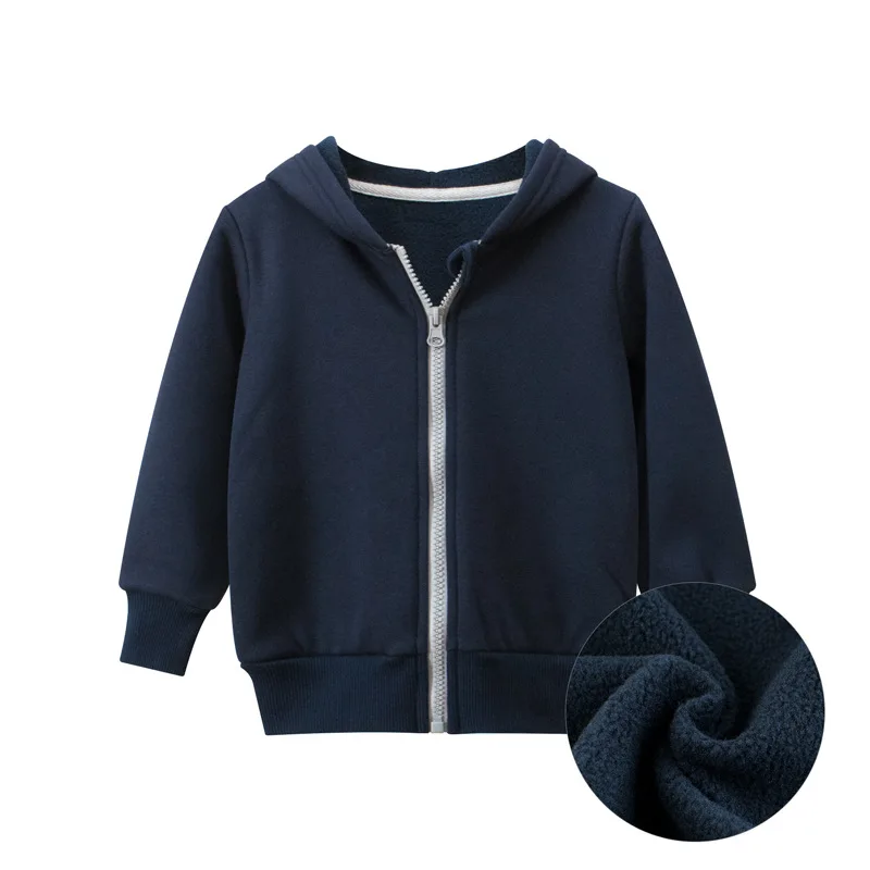 hoodie kid NewEarly Autumn Winter Kids Coat Zipper Jacket Boys Girls Plus Velvet Warm Hooded Solid Plain Sweatshirt Tops Children's Clothes kids' yellowstone t shirts