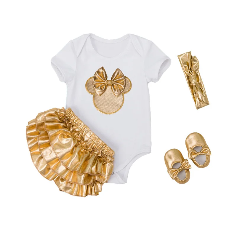 4pcs Baby Girl Clothes Sets Infant Newborn Clothing Cotton Rompers Ropa De Bebes Infantil Baby Girl Summer Clothes