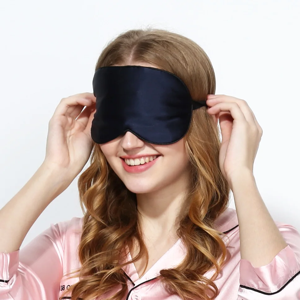 

Silk Eye Mask Customizable Embroidered Double-Sided Solid Color Mulberry Silk Eye Patch Black And White with Pattern Shading Sle