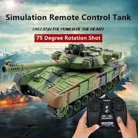 Realistic Simulation RC Battle Tank 75° Electric Rotating Turret Imitation Sound Light Anti-collision Remote Control Tank Model 1