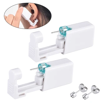 

2 Pack Sterile Ear Piercing Gun Disposable Safety Self Ear Piercing Gun Kit Ear Stud Gun with Alcohol Pad for Piercing Kit, Pier