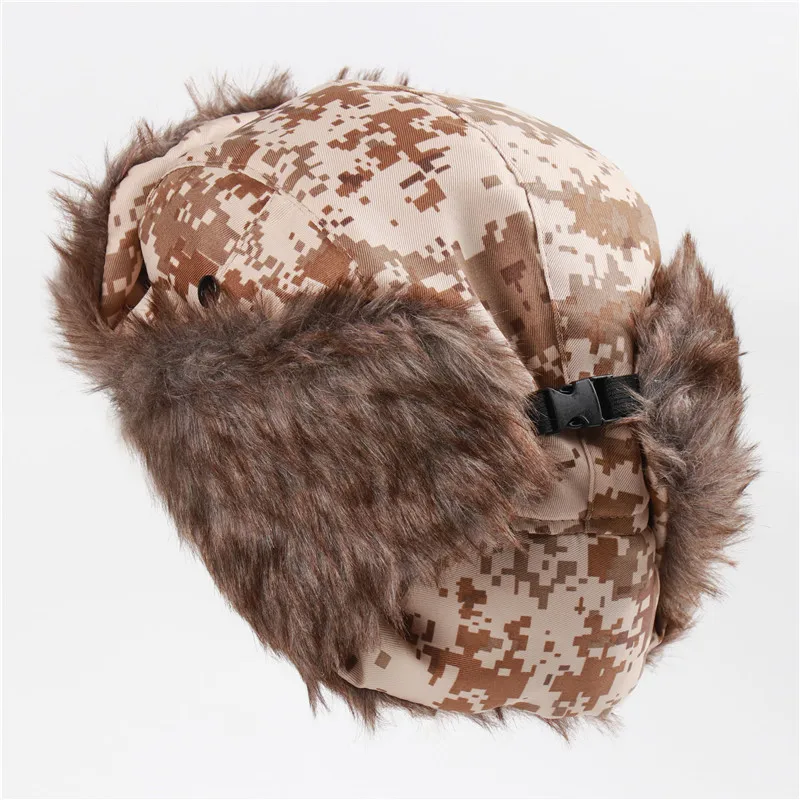 waterproof bomber hat CAMOLAND Winter Warm Bomber Hat Women Men Military Army Soviet Badge Russia Ushanka Cap Outdoor Faux Fur Earflap Caps mad bomber leather rabbit fur hat