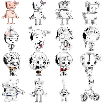 

Robot Dog Boy Girl s925 Sterling Silver Pendant European Charms Bead Fit Original Charms Bracelet Chain Women Jewelry Making