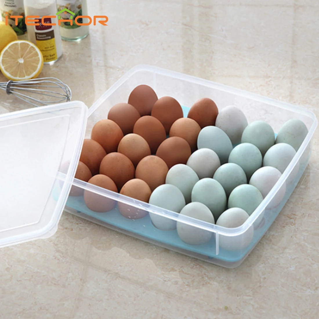 

HIPSTEEN 30 Cells Eggs Refrigerator Preservation Box Eggs Kitchen Organizer Storage Boxes - Egg-carton Color Random