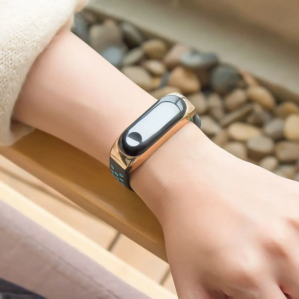 Для Xiaomi Mi Band 3 Силиконовый Браслет ремешок для часов металлический двойной цвет сменный ремешок для Xiaomi Mi Band 4