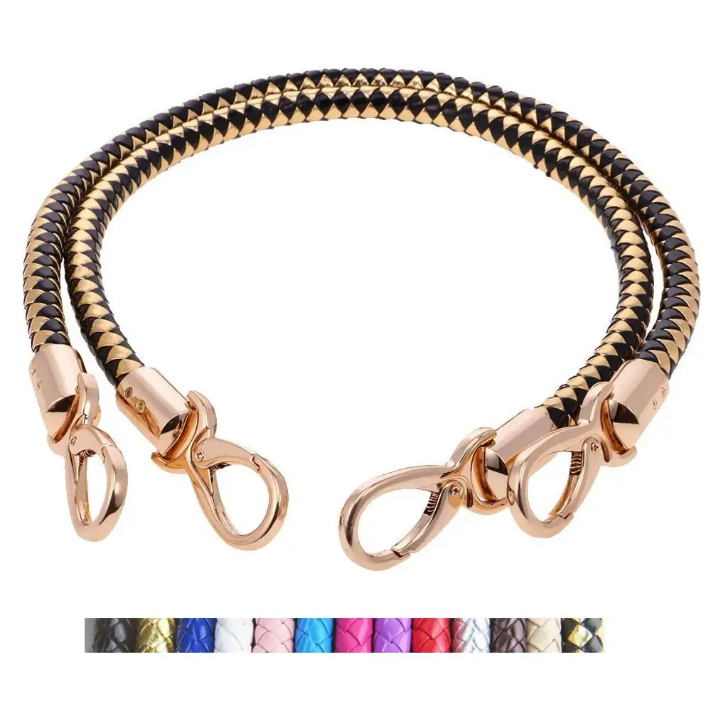

Leather Bag Handles Handmade Braided Rope Detachable Shoulder Bags Strap Replacement Handbag for DIY Accessories Part 1Pair