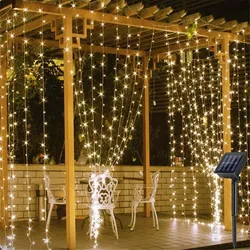 3x3M Solar led String light Outdoor Fairy Lights Garland on the window Christmas Light Decoration for Home Garden Curtain Lamp