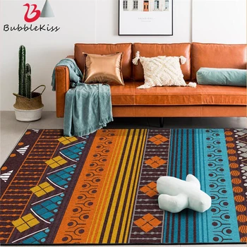 

Bubble Kiss Ethnic Carpet Blue Brown Line Pattern Modern Home Rug Customized Geometric Living Room Decoration Area Rugs Carpet
