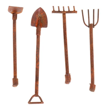 

1:12 Scale Dollhouse Miniature Shovel Hoe and Pitchfork Farming Tools Fairy Garden Accessories Furniture Toys