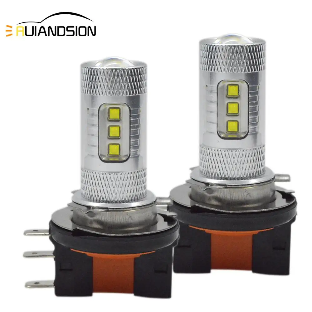 

80W H15 High/low LED Car Fog Lamp 16smd XBD LED high power White Bulbs For Car Auto External Fog Light Headlight Lamp 10-30V DC