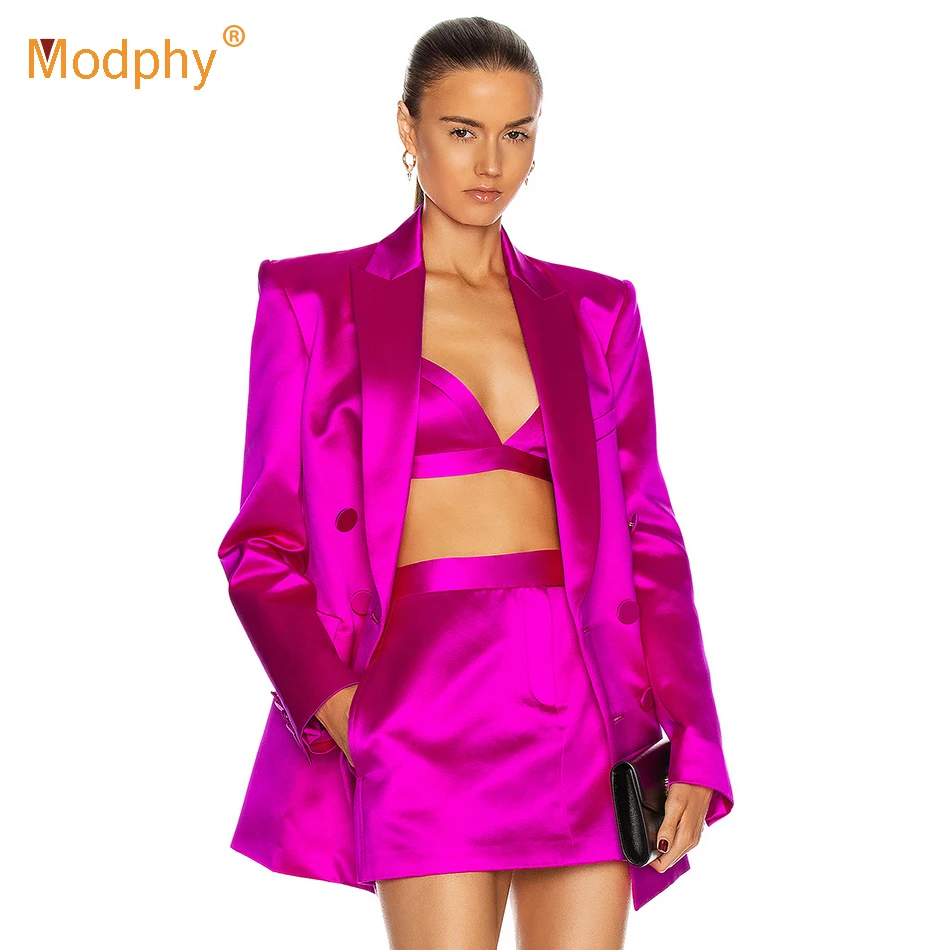 High Street 3 Pieces Set Slim blazer&ampSexy V-neck Top &amp Waist Pencil Skirt Suit Elegant Women Office Party Sets 2021 Fashion |