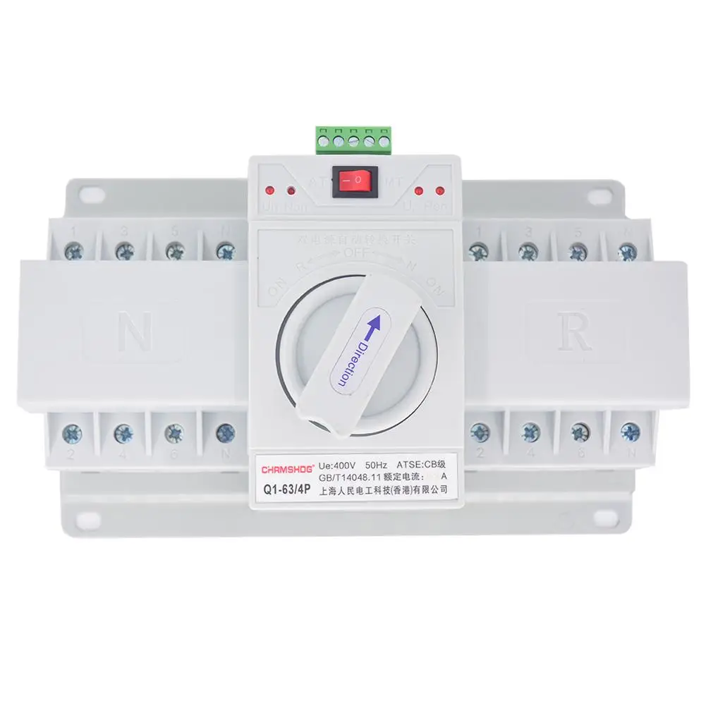 

Dual Power Automatic Transfer Switch 2/4P 63A 230/380V Household Equipment Electrical Selector Micro Circuit Breaker