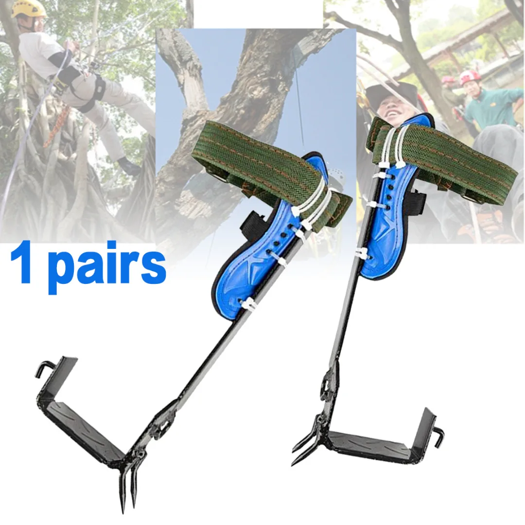 

1 pair 2 Teeth 100kg Loading Pole Tree Climbing Spike Hook Set Adjustable Climber Spike Jungle Survival Hunting Climbing Tools