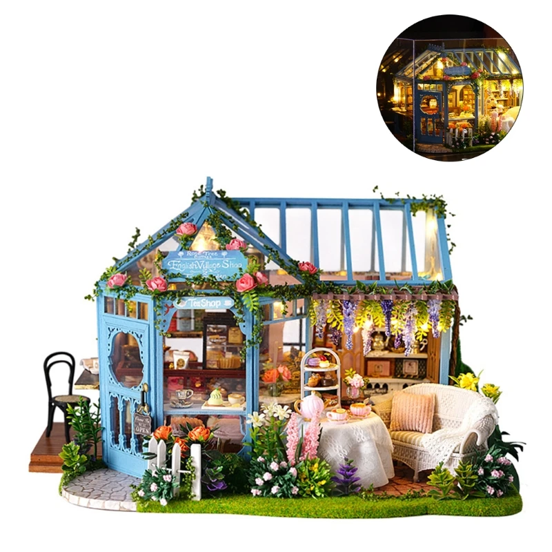 Dollhouse Miniature with Furniture, DIY Wooden Dollhouse Kit Plus Dust Proof & Music Box , 1:25 Tiny House Building Kit 4 Dollhouse Miniature with Furniture, DIY Wooden Dollhouse Kit Plus Dust Proof & Music Box , 1:25 Tiny House Building Kit 4