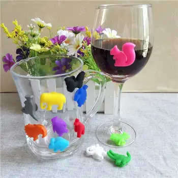 

24pcs Mixed Color Silicone Wine Glass Drink Markers Creative Sea Animals and Land Animals Wine Identifier Drinking Cup Sign