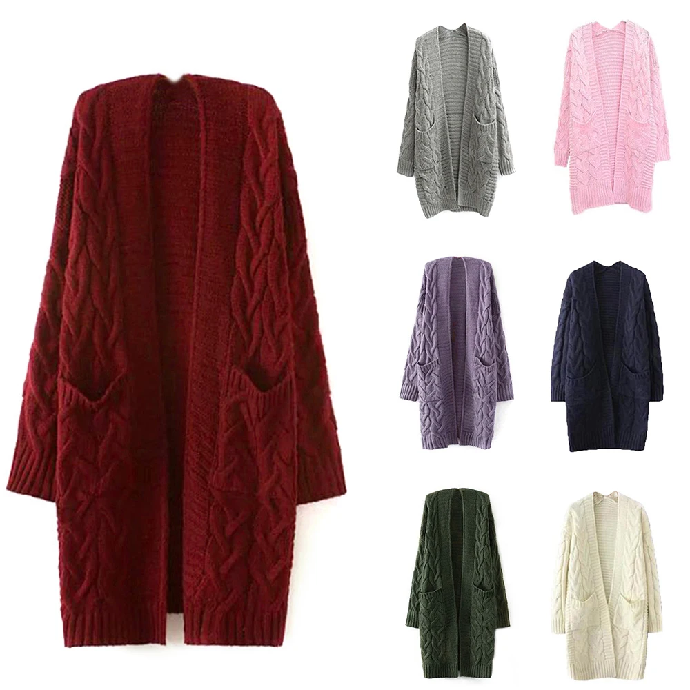 

Vertvie Autumn Knitted Cardigan Women Solid Long Loose Sweater Casual Spring Soft Female Cardigan Knitting Sweater Women's Coat